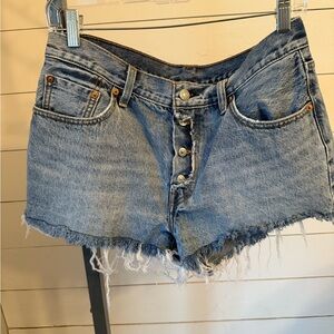 Levi's Blue Jean Shorts with Frayed Hem